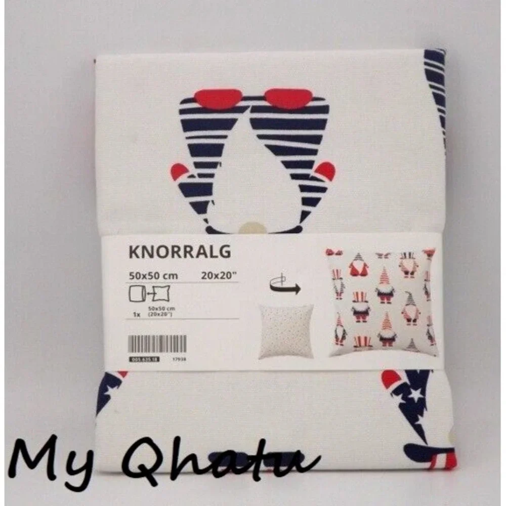 IKEA KNORRALG Cushion cover, red/blue gnome 20x20